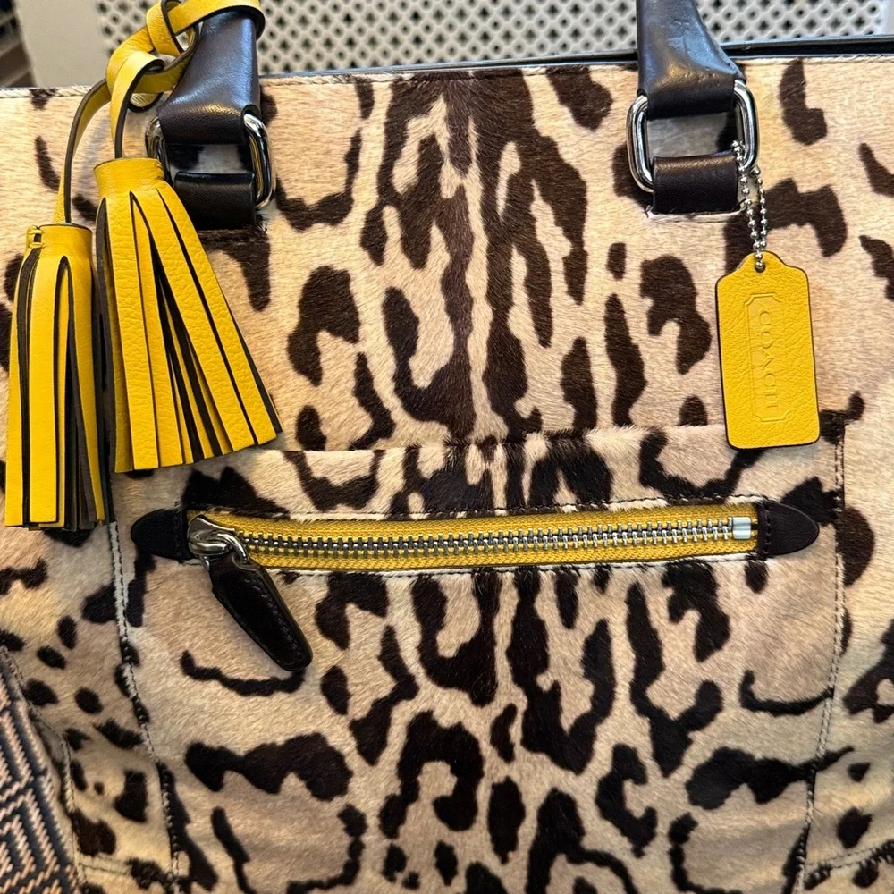 COACH large Ocelot Leopard print dyed Hair on calf tote 21165